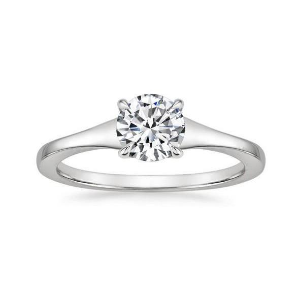 Bague De Fiançailles Naturel Diamant Solitaire Serti Griffes 2.25 Ct Or Blanc 14K