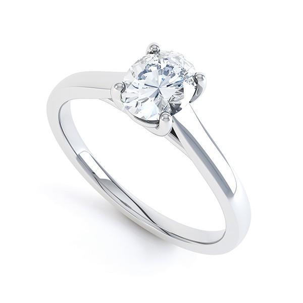 Bague De Fiançailles Naturel Diamant Solitaire Taille Ovale 1.25 Carat Or Blanc 14K