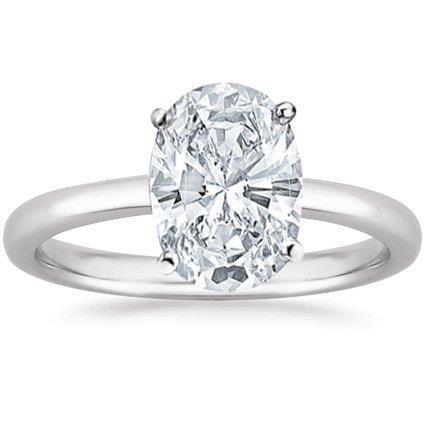 Bague De Fiançailles Naturel Diamant Solitaire Taille Ovale 2.75 Carats Or Blanc 14K