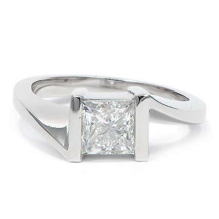 Bague De Fiançailles Naturel Diamant Taille Princesse 3 Ct Or Blanc 14K