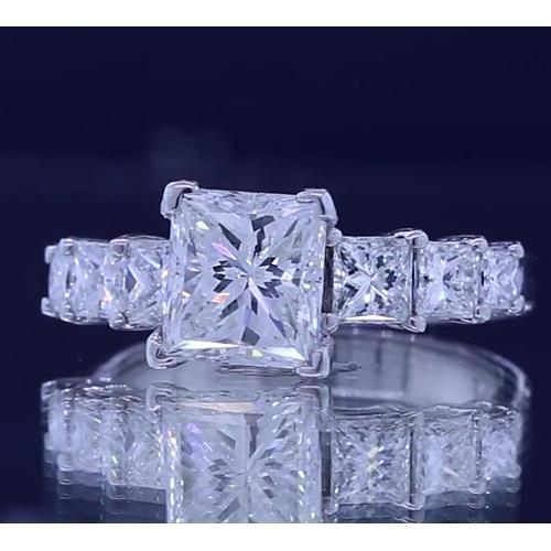 Bague De Fiançailles Naturel Diamant Taille Princesse 3.50 Carats Bijoux