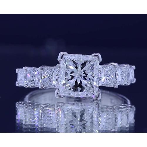 Bague De Fiançailles Naturel Diamant Taille Princesse 3.50 Carats Bijoux