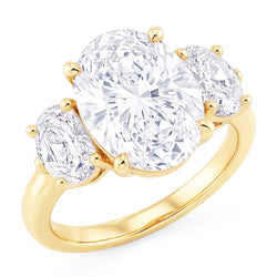 Bague De Fiançailles Ovale 3 Carats Réel Diamant Naturels Extraits des Mines ( et non cultivés en laboratoire ) Trois Pierres Bijoux En Or Jaune