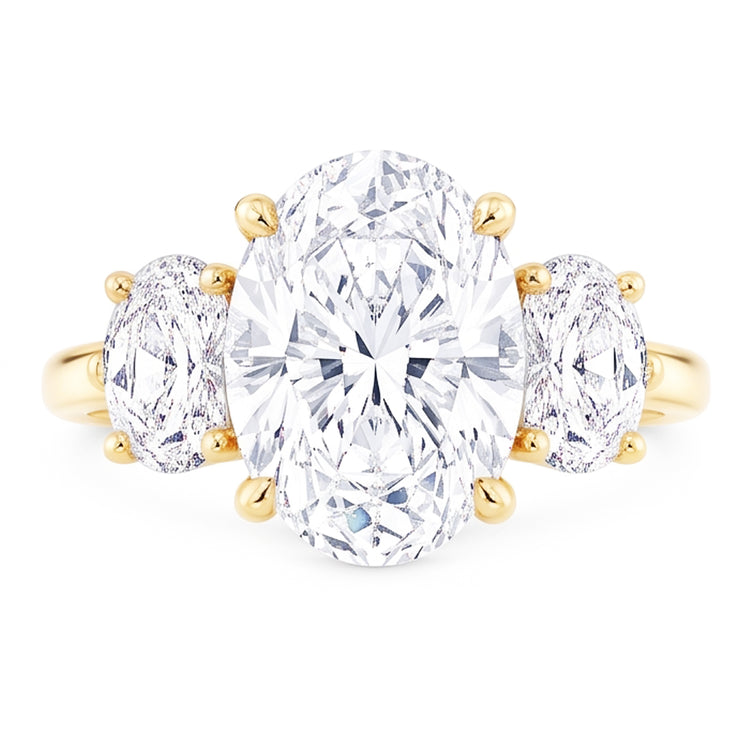 Bague De Fiançailles Ovale 3 Carats Réel Diamant Naturels Extraits des Mines ( et non cultivés en laboratoire ) Trois Pierres Bijoux En Or Jaune