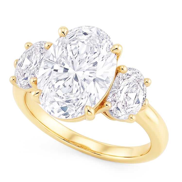 Bague De Fiançailles Ovale 3 Carats Réel Diamant Naturels Extraits des Mines ( et non cultivés en laboratoire ) Trois Pierres Bijoux En Or Jaune
