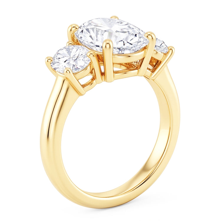 Bague De Fiançailles Ovale 3 Carats Réel Diamant Naturels Extraits des Mines ( et non cultivés en laboratoire ) Trois Pierres Bijoux En Or Jaune