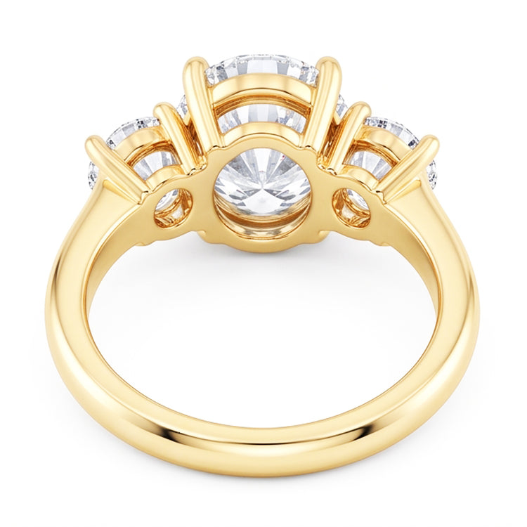 Bague De Fiançailles Ovale 3 Carats Réel Diamant Naturels Extraits des Mines ( et non cultivés en laboratoire ) Trois Pierres Bijoux En Or Jaune