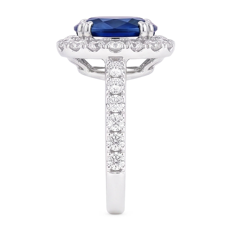 Bague De Fiançailles Ovale Avec Saphir Halo De 6 Carats