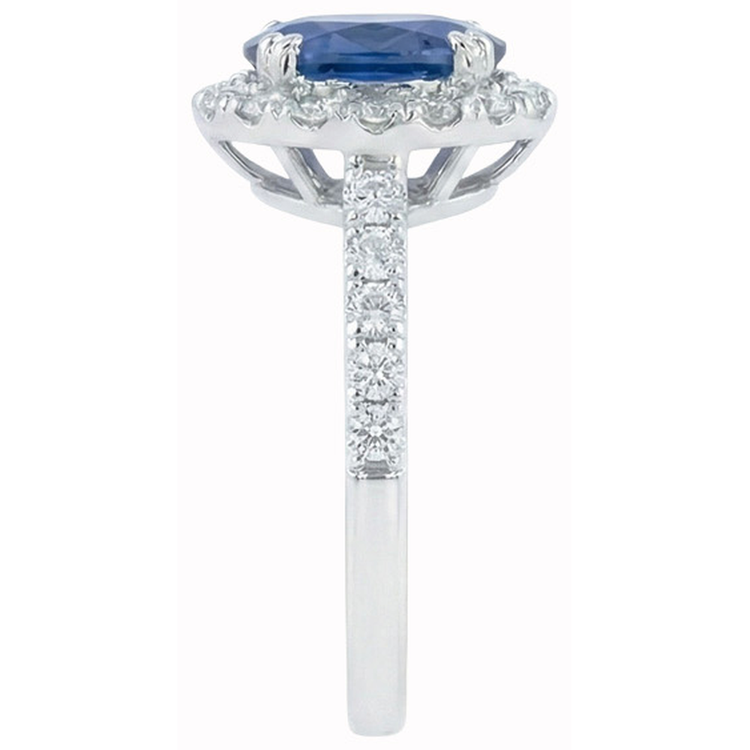 Bague De Fiançailles Ovale Avec Saphir Halo De 6 Carats