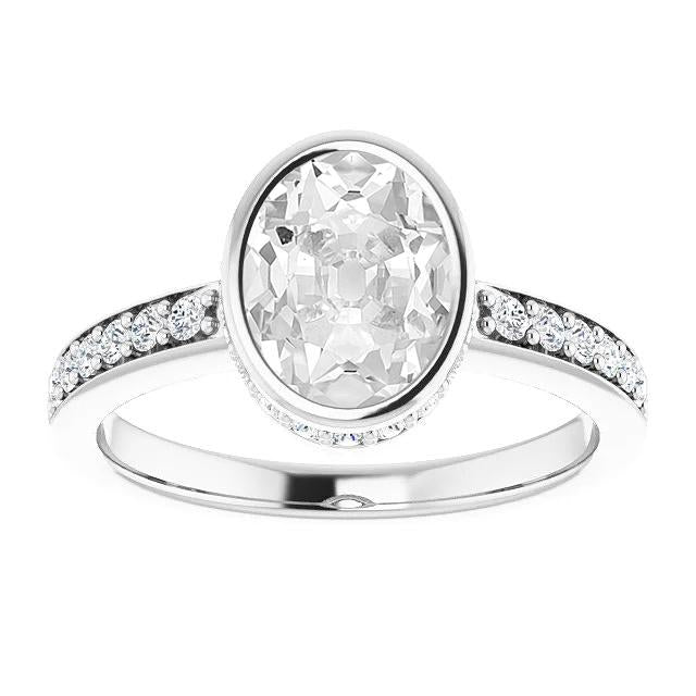 Bague De Fiançailles Ovale Taille Ancienne Naturel Diamant Serti Clos 7.75 Carats