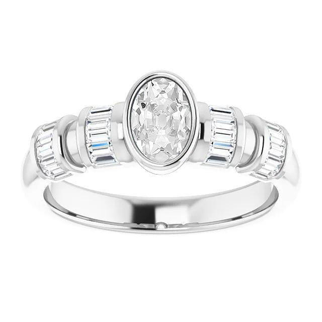 Bague De Fiançailles Ovale Taille Ancienne Réel Diamant Serti Clos 6.25 Carats