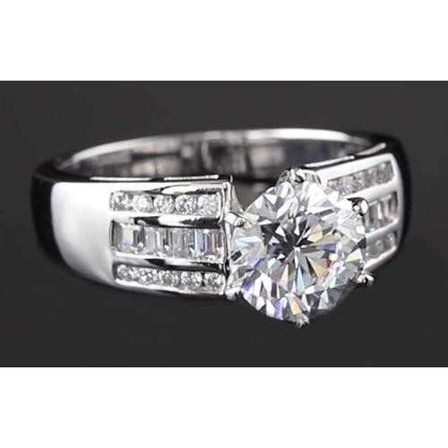Bague De Fiançailles Pour Femme À Tige Épaisse Avec Réel Diamant Rond De 2.75 Carats
