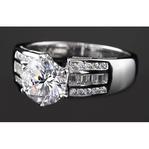 Bague De Fiançailles Pour Femme À Tige Épaisse Avec Réel Diamant Rond De 2.75 Carats