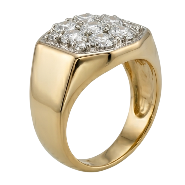Bague De Fiançailles Pour Hommes Avec Naturel Diamants Naturels Extraits des Mines ( et non cultivés en laboratoire ) Ronds De 2.80 Carats. Or Bicolore 14K