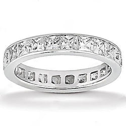 Bague De Fiançailles Princesse Réel Diamant Eternité 4.40 Cts. Or Blanc 14K