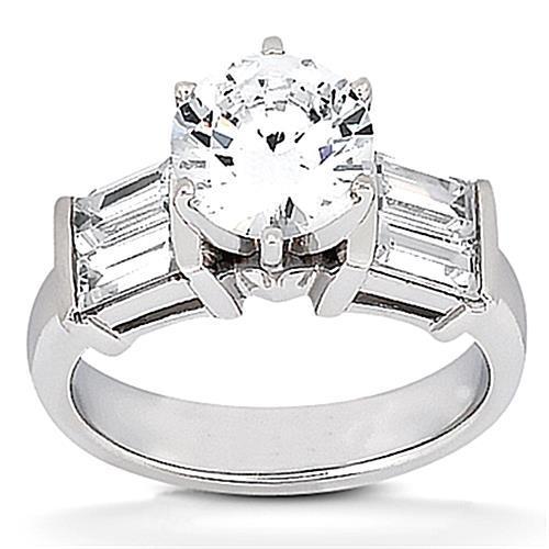 Bague De Fiançailles Réel Diamant 2.51 Carats Bijoux En Or Blanc