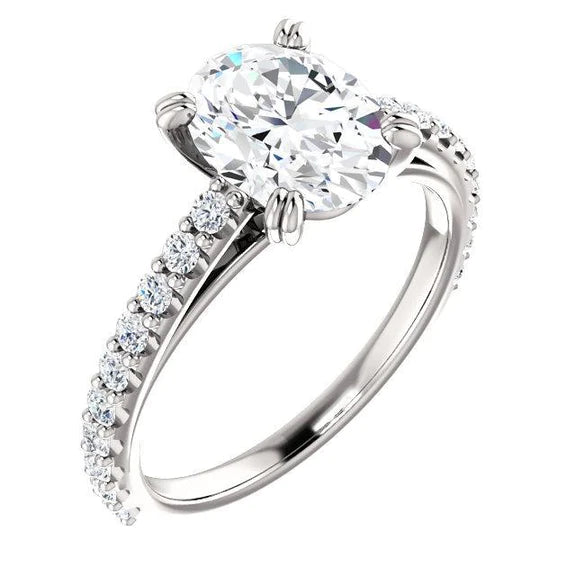 Bague De Fiançailles Réel Diamant 2.60 Carats Serti Griffes Or Blanc