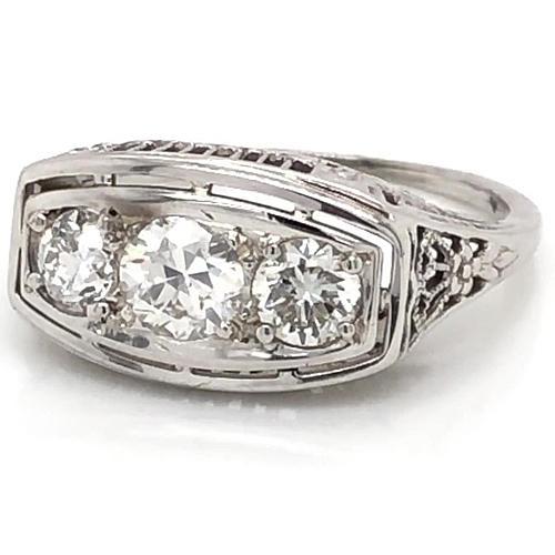 Bague De Fiançailles Réel Diamant 3 Pierres 1.75 Carats Bijoux De Style Vintage