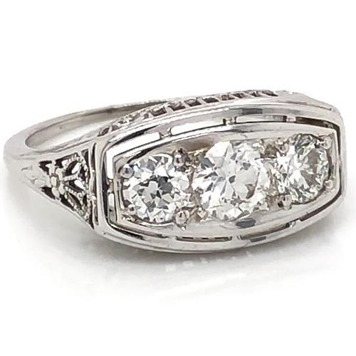 Bague De Fiançailles Réel Diamant 3 Pierres 1.75 Carats Bijoux De Style Vintage
