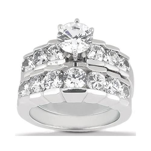 Bague De Fiançailles Réel Diamant 3.06 Ct. Ensemble De Fiançailles Or