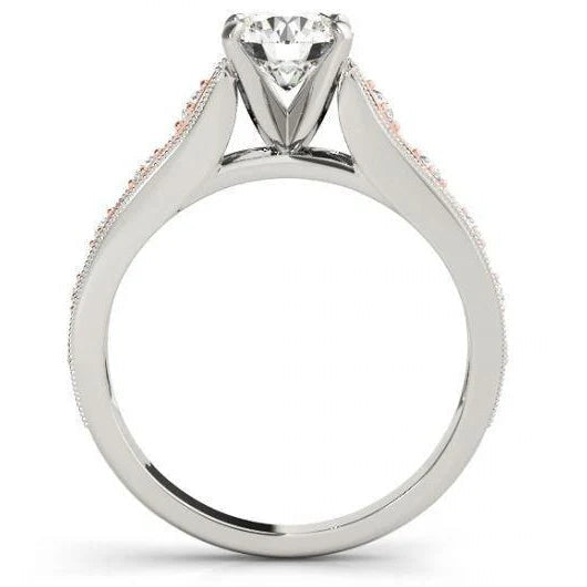 Bague De Fiançailles Réel Diamant 3.25 Carats Sertie D'un Nouvel Or Bicolore 14K