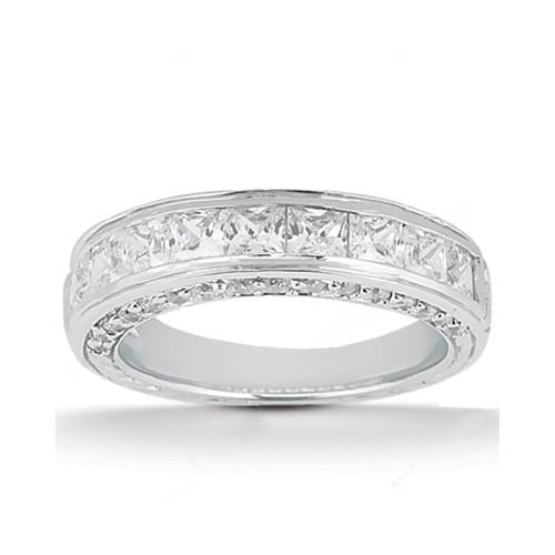 Bague De Fiançailles Réel Diamant 4.76 Carats Princesse Et Coupe Ronde WG 14K