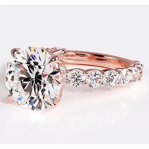 Bague De Fiançailles Réel Diamant 6.40 Carats Or Rose Femme Bijoux