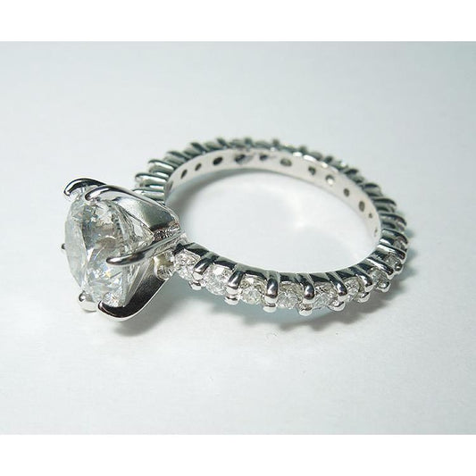 Bague De Fiançailles Réel Diamant Accentué 5.25 Carats Or Blanc 14K