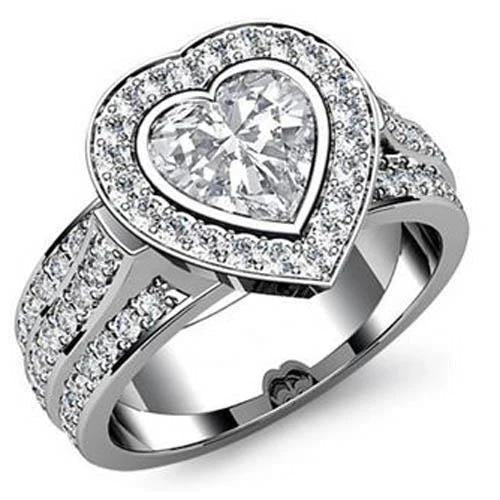 Bague De Fiançailles Réel Diamant Coeur Naturel 7 Carats