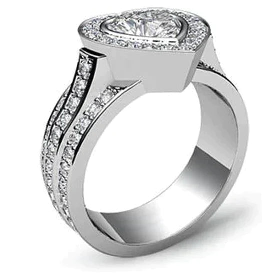 Bague De Fiançailles Réel Diamant Coeur Naturel 7 Carats