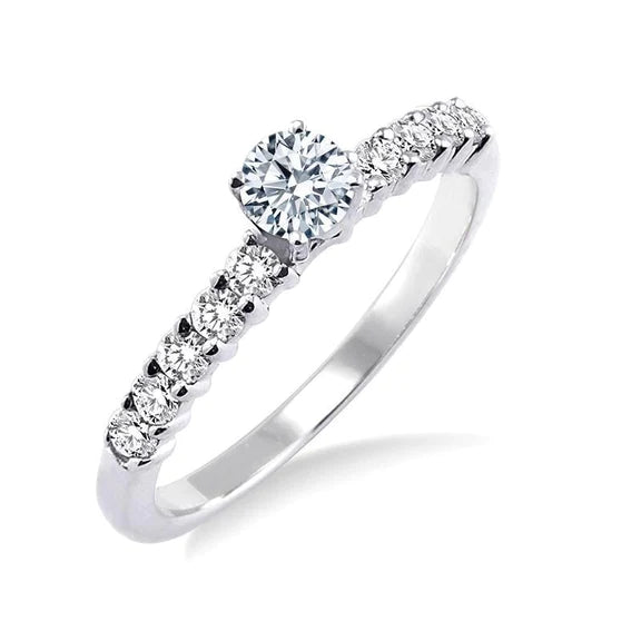 Bague De Fiançailles Réel Diamant Coupe Ronde 2.75 Carats Nouvel Or Blanc 14K