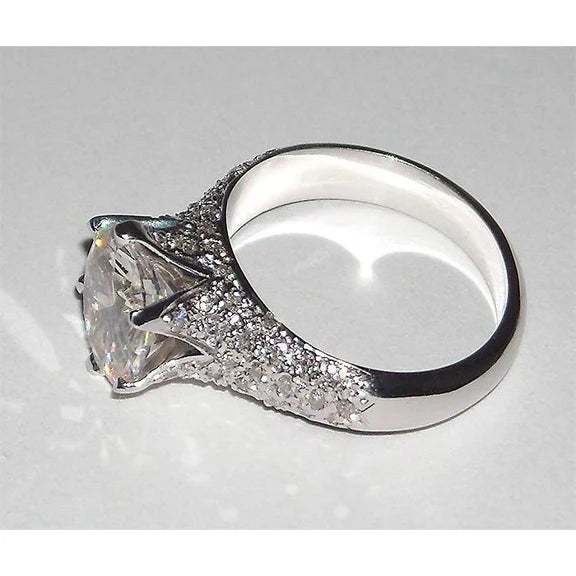 Bague De Fiançailles Réel Diamant Coupe Ronde Femme 2.75 Carats Or Blanc