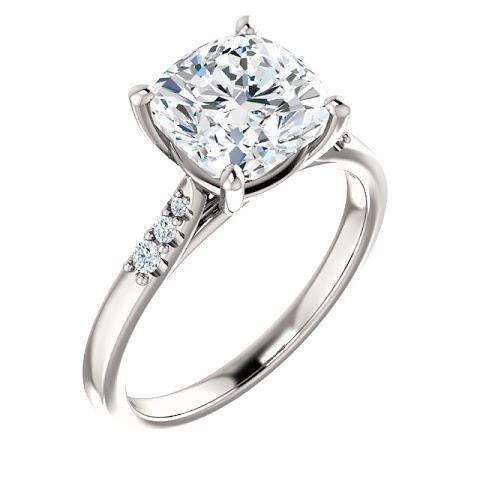 Bague De Fiançailles Réel Diamant Coussin Avec Accents 3.15 Carats Bijoux Neuf