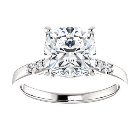 Bague De Fiançailles Réel Diamant Coussin Avec Accents 3.15 Carats Bijoux Neuf