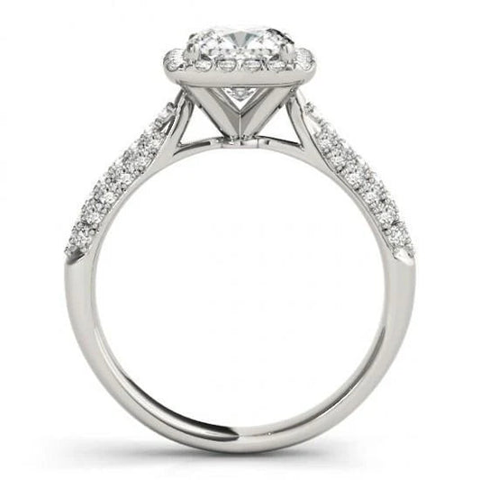 Bague De Fiançailles Réel Diamant Coussin Etincelant 2 Carats En Or Massif 14 Carats