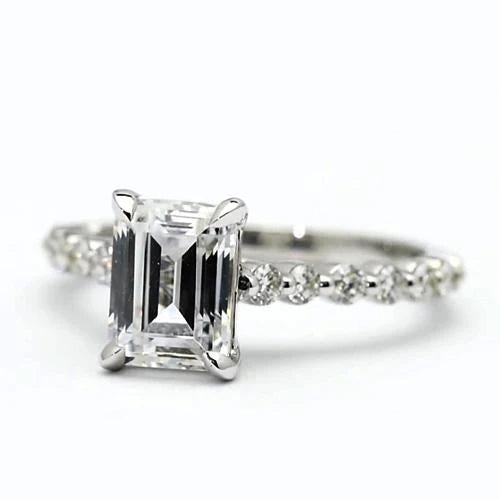 Bague De Fiançailles Réel Diamant Emeraude