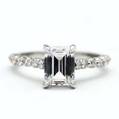 Bague De Fiançailles Réel Diamant Emeraude