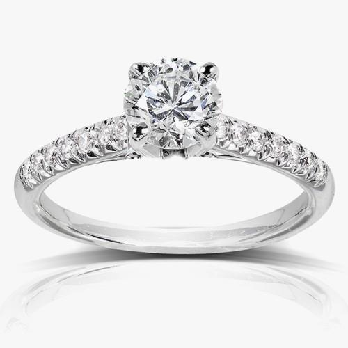 Bague De Fiançailles Réel Diamant Etincelant 2 Carats Or Blanc 14K