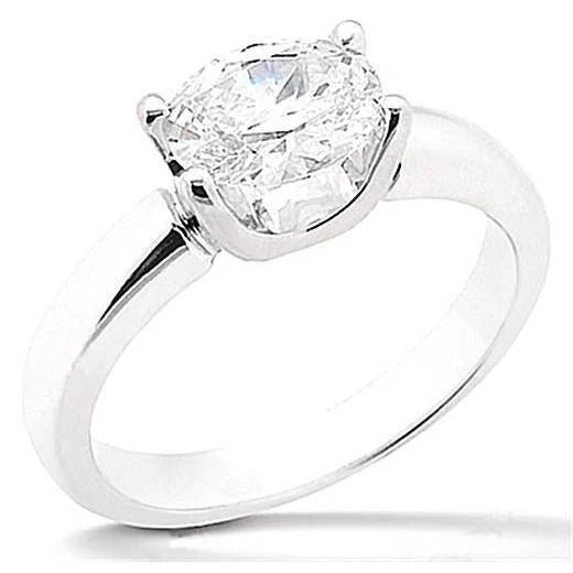 Bague De Fiançailles Réel Diamant Fantaisie Ovale 2.01 Ct Solitaire