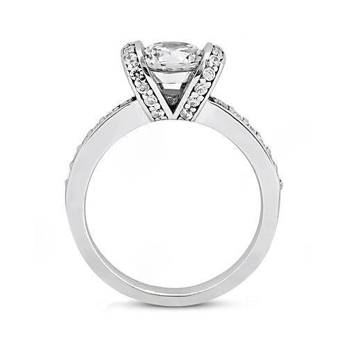 Bague De Fiançailles Réel Diamant Femme Or Blanc 18 Carats 1.41 Ct. Nouveau