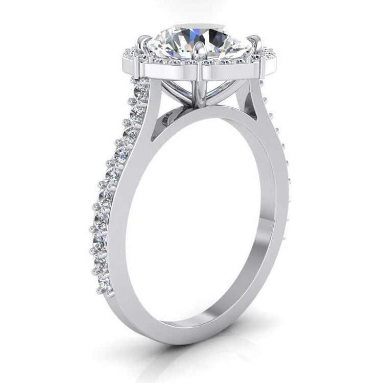 Bague De Fiançailles Réel Diamant Halo 3 Carats