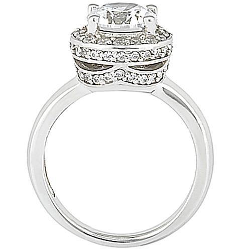 Bague De Fiançailles Réel Diamant Halo En Or Blanc 2.61 Ct.