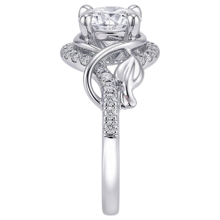 Bague De Fiançailles Réel Diamant Naturels Extraits des Mines ( et non cultivés en laboratoire ) Rond Griffes d'Aigle 1.75 Carats Or Blanc 14K