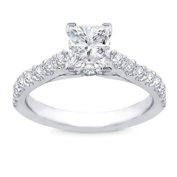Bague De Fiançailles Réel Diamant Or Blanc Avec Accents 3.25 Ct