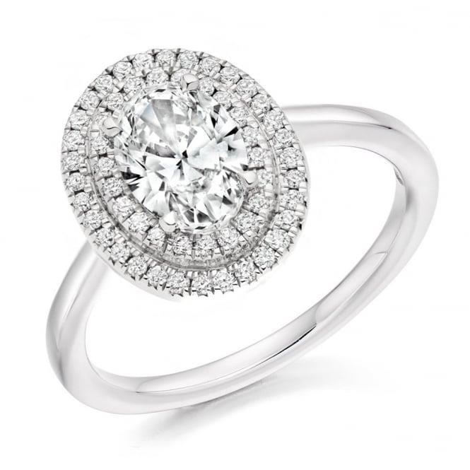 Bague De Fiançailles Réel Diamant Ovale 3 Carats Halo Or Blanc