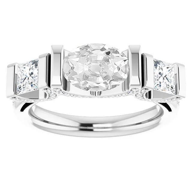 Bague De Fiançailles Réel Diamant Ovale En Or Blanc Serti 10.75 Carats