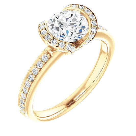 Bague De Fiançailles Réel Diamant Rond 1.85 Carats Or Jaune 14K Bijoux Nouveau