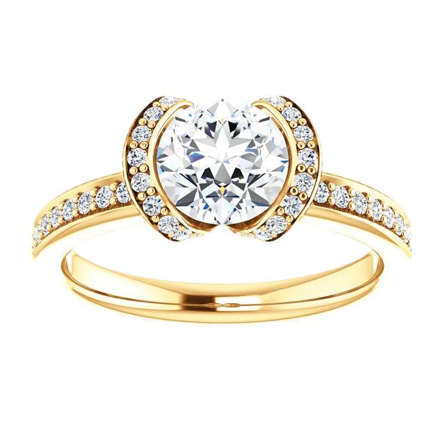 Bague De Fiançailles Réel Diamant Rond 1.85 Carats Or Jaune 14K Bijoux Nouveau