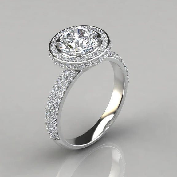 Bague De Fiançailles Réel Diamant Rond 2.3 Carats