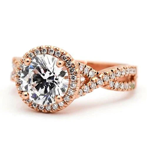 Bague De Fiançailles Réel Diamant Rond